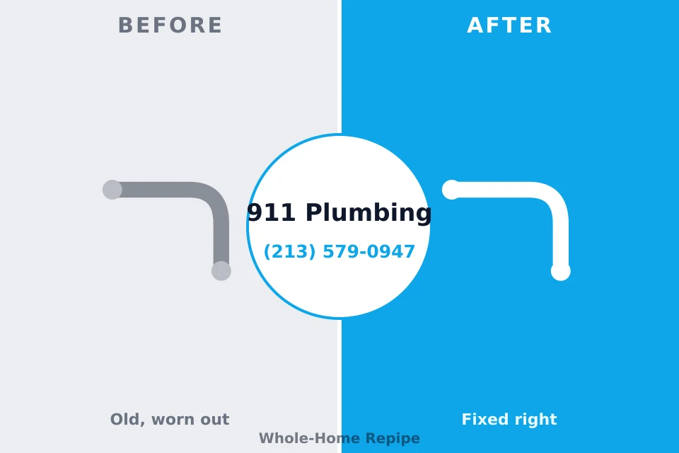 Before and after: plumbing repair Bethel Manor, VA